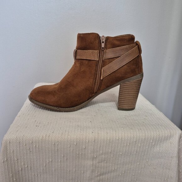 Rusty Brown Faux Suede Booties - Picture 3 of 12